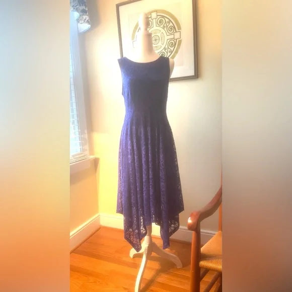 Dresstells Dresses | Beautiful Sleeveless, Lace, Handkerchief Hem Dress. | Color: Blue | Size: M | Iluv2xy's Closet